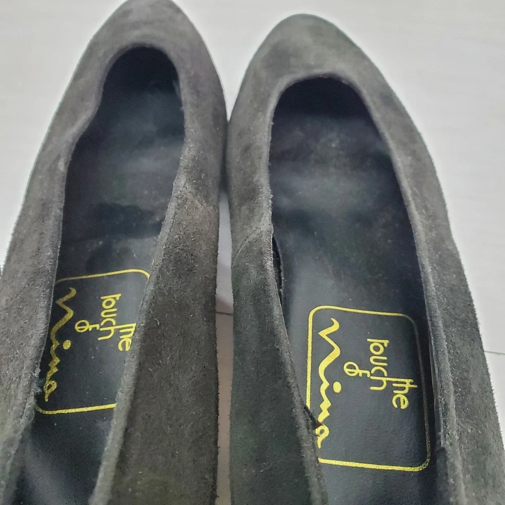 The Touch Of NINA Black Suede Leather Classic Evening Dress Heel‎ Pump Size 6 M